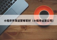 小程序开发运营哪家好（小程序运营公司）