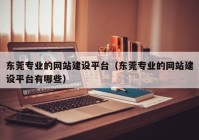 东莞专业的网站建设平台（东莞专业的网站建设平台有哪些）