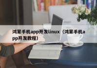 鸿蒙手机app开发linux（鸿蒙手机app开发教程）