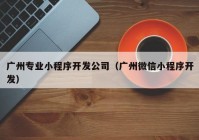 广州专业小程序开发公司（广州微信小程序开发）