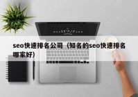 seo快速排名公司（知名的seo快速排名哪家好）