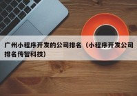 广州小程序开发的公司排名（小程序开发公司排名传智科技）