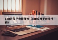 app开发平台排行榜（app应用平台排行榜）