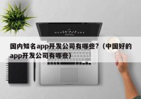 国内知名app开发公司有哪些?（中国好的app开发公司有哪些）