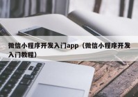 微信小程序开发入门app（微信小程序开发入门教程）