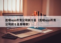 昆明app开发公司前十名（昆明app开发公司前十名有哪些）