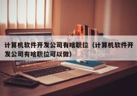 计算机软件开发公司有啥职位（计算机软件开发公司有啥职位可以做）