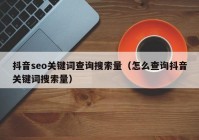 抖音seo关键词查询搜索量（怎么查询抖音关键词搜索量）