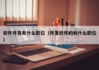 软件开发有什么职位（开发软件的叫什么职位）