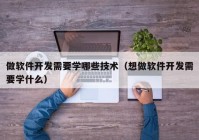 做软件开发需要学哪些技术（想做软件开发需要学什么）