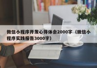 微信小程序开发心得体会2000字（微信小程序实践报告3000字）