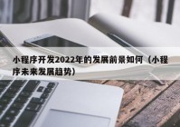 小程序开发2022年的发展前景如何（小程序未来发展趋势）