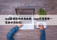 app应用软件开发收费（app开发费用一览表中杰科技）