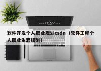 软件开发个人职业规划csdn（软件工程个人职业生涯规划）