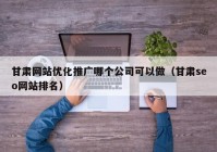 甘肃网站优化推广哪个公司可以做（甘肃seo网站排名）