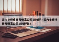 国内小程序开发哪家公司比较好（国内小程序开发哪家公司比较好做）