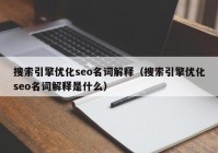 搜索引擎优化seo名词解释（搜索引擎优化seo名词解释是什么）