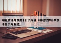 编程软件开发属于什么专业（编程软件开发属于什么专业的）