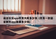 语音社交app开发大概多少钱（开发一款语音聊天app需要多少钱）