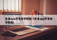 安卓app开发自学教程（安卓app开发自学教程）