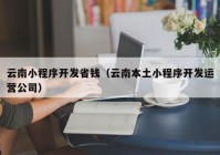 云南小程序开发省钱（云南本土小程序开发运营公司）