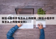 微信小程序开发怎么上传视频（微信小程序开发怎么上传视频文件）