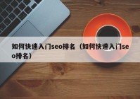 如何快速入门seo排名（如何快速入门seo排名）