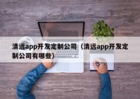 清远app开发定制公司（清远app开发定制公司有哪些）