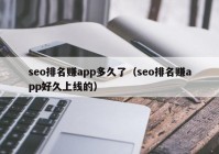 seo排名赚app多久了（seo排名赚app好久上线的）